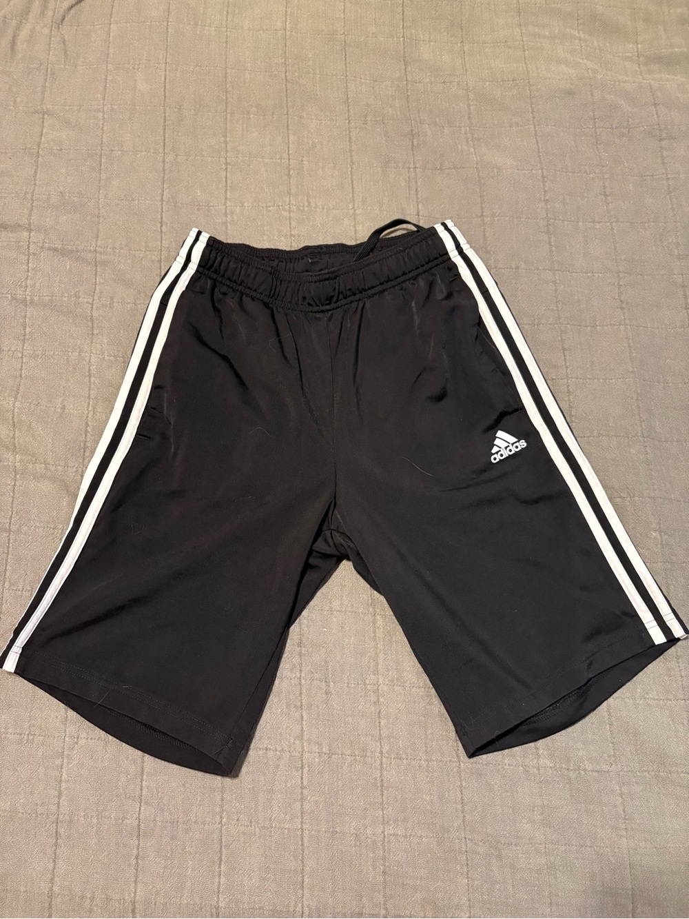 adidas Black Athletic Shorts with White 3-Stripes